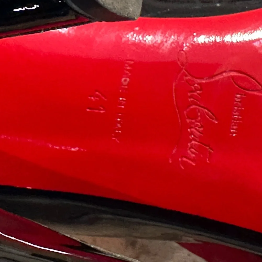 Christian Louboutin Black Patent Pointed Toe Pumps - Picture 5 of 7